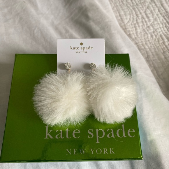 kate spade Jewelry Kate Spade White Puffball Earrings Poshmark